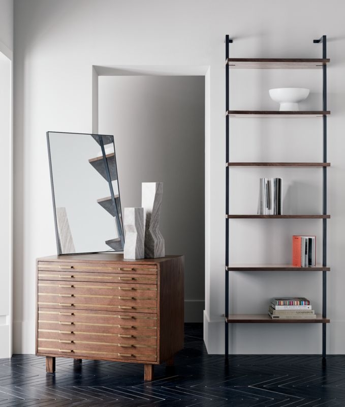 Helix 96" Walnut Wood Wall Mount Bookshelf - Image 2