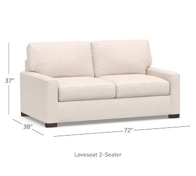 Turner Square Arm Upholstered Sofa 2X2 83", Down Blend Wrapped Cushions, Performance Brushed Basketweave Chambray - Image 5