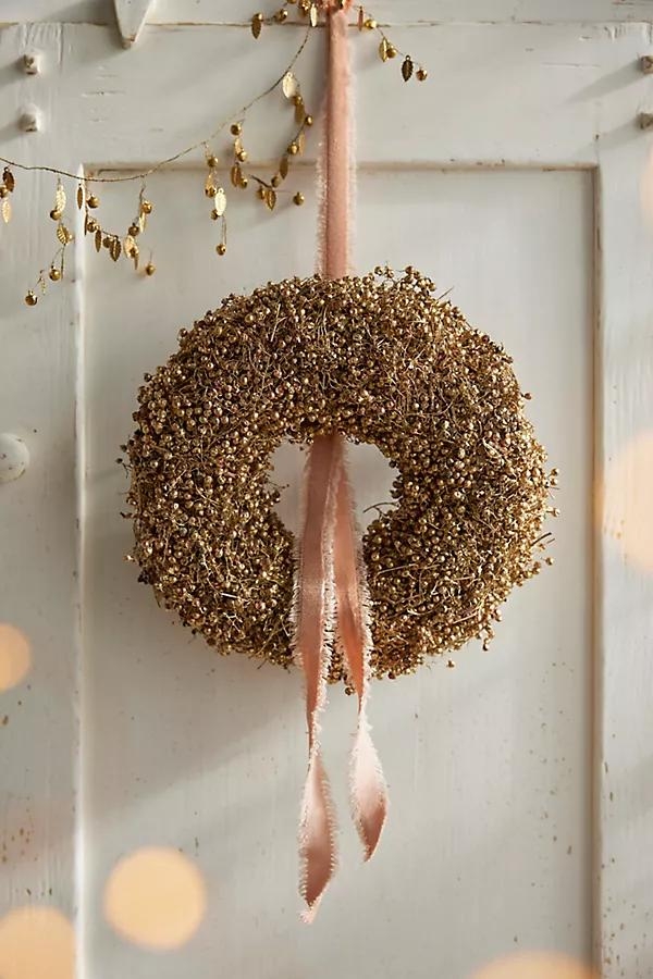 Dried Metallic Pepperberry Wreath - Image 0