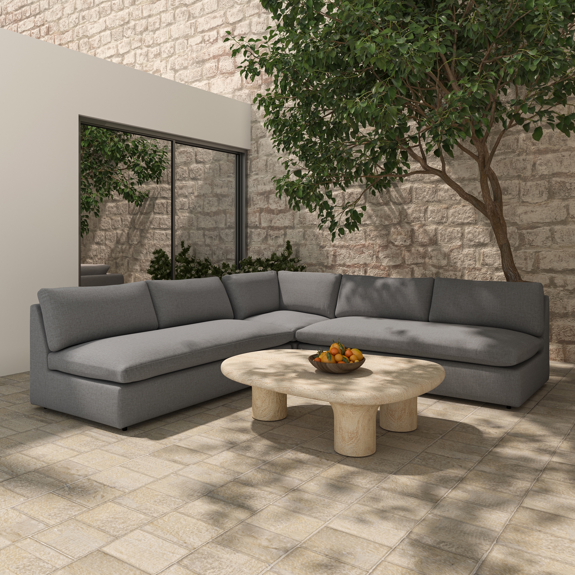 Miles Outdoor Sofa Speckled Light Grey - Image 9