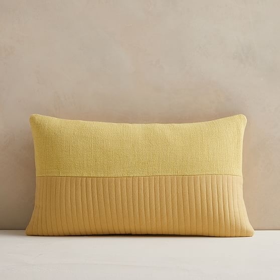 Quilted Cotton Pillow Cover, 12"x21", Yellow Stone - Image 0