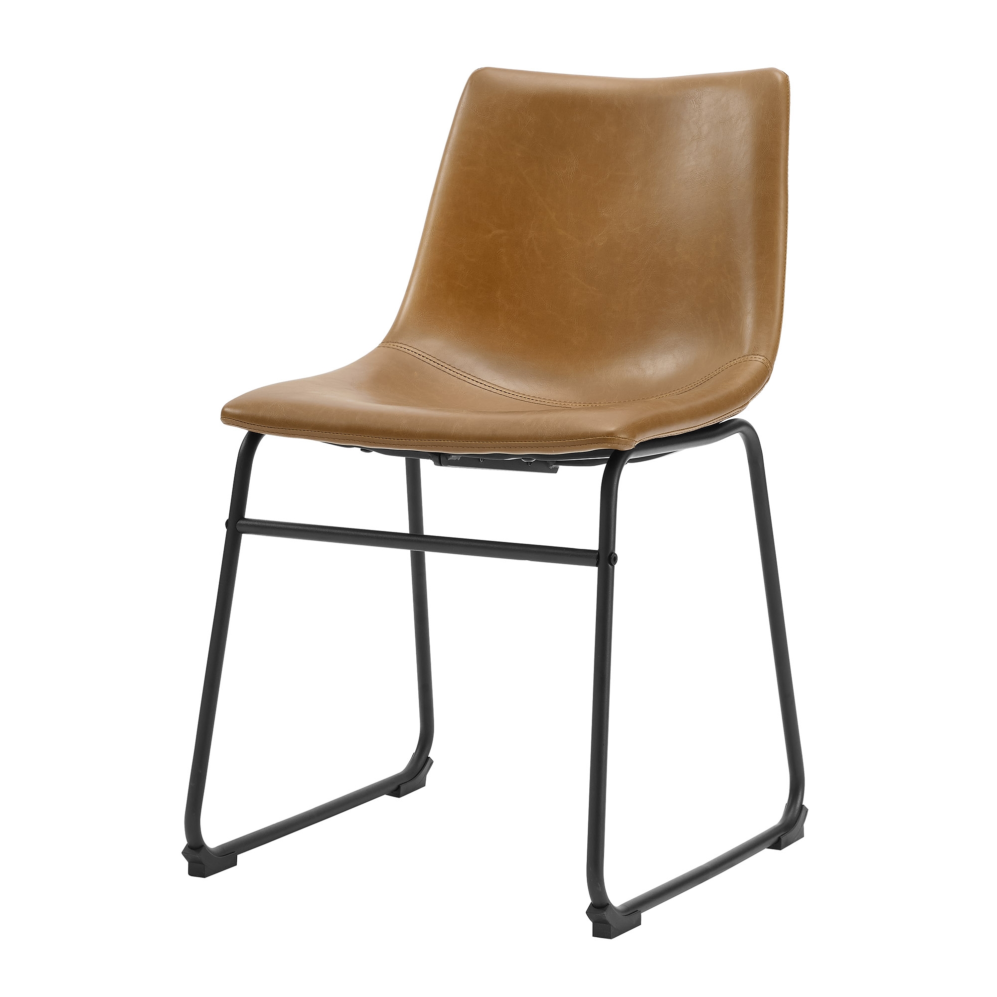 18" Industrial Faux Leather Dining Chair, Set of 2 - Whiskey Brown - Image 2