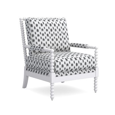Spindle Chair, Standard Cushion, Performance Slub Weave, Light Gray, Natural Leg - Image 2