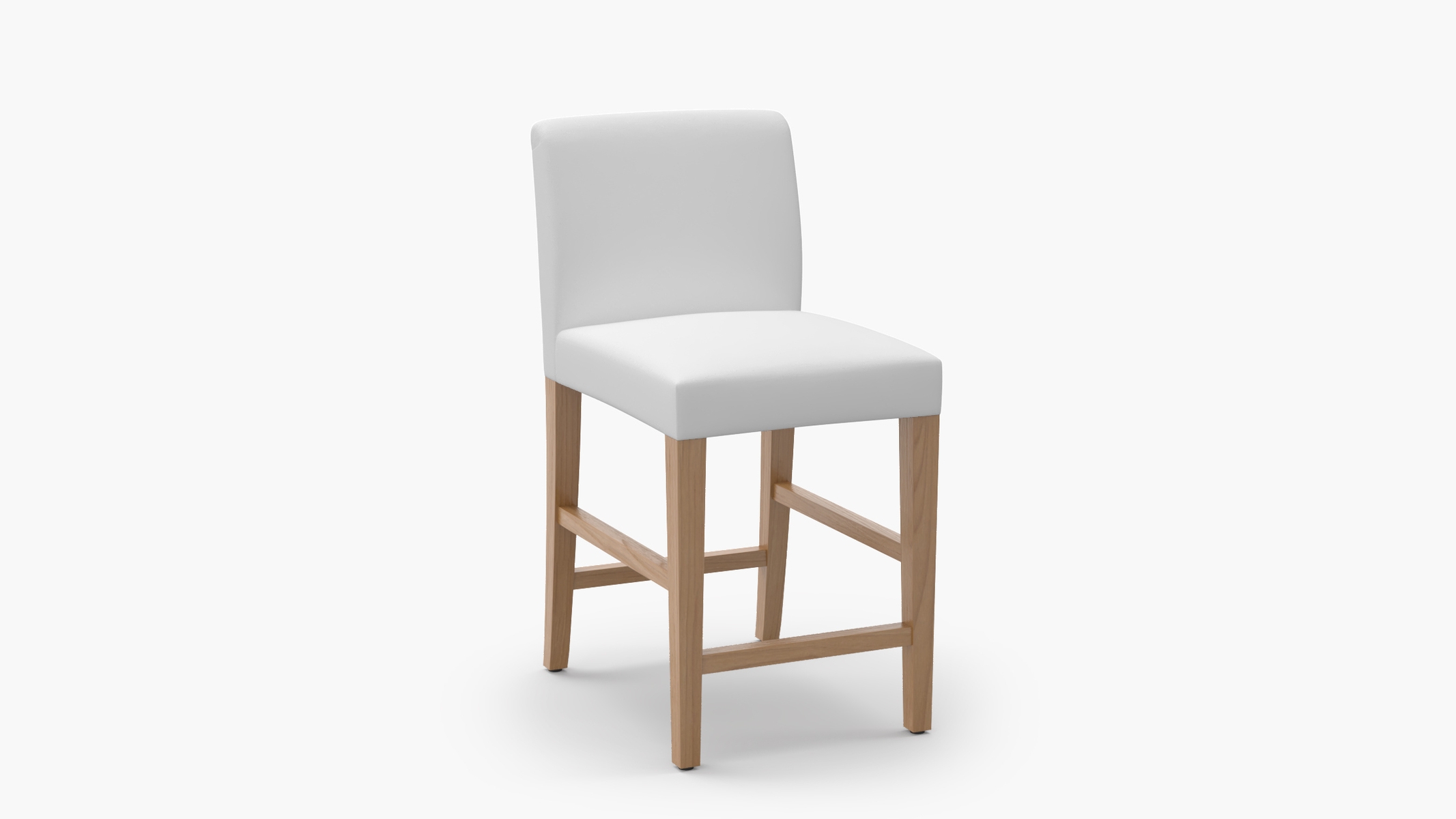 Signature Dining Counter Stool, White Twill, Natural Square Tapered Leg - Image 1