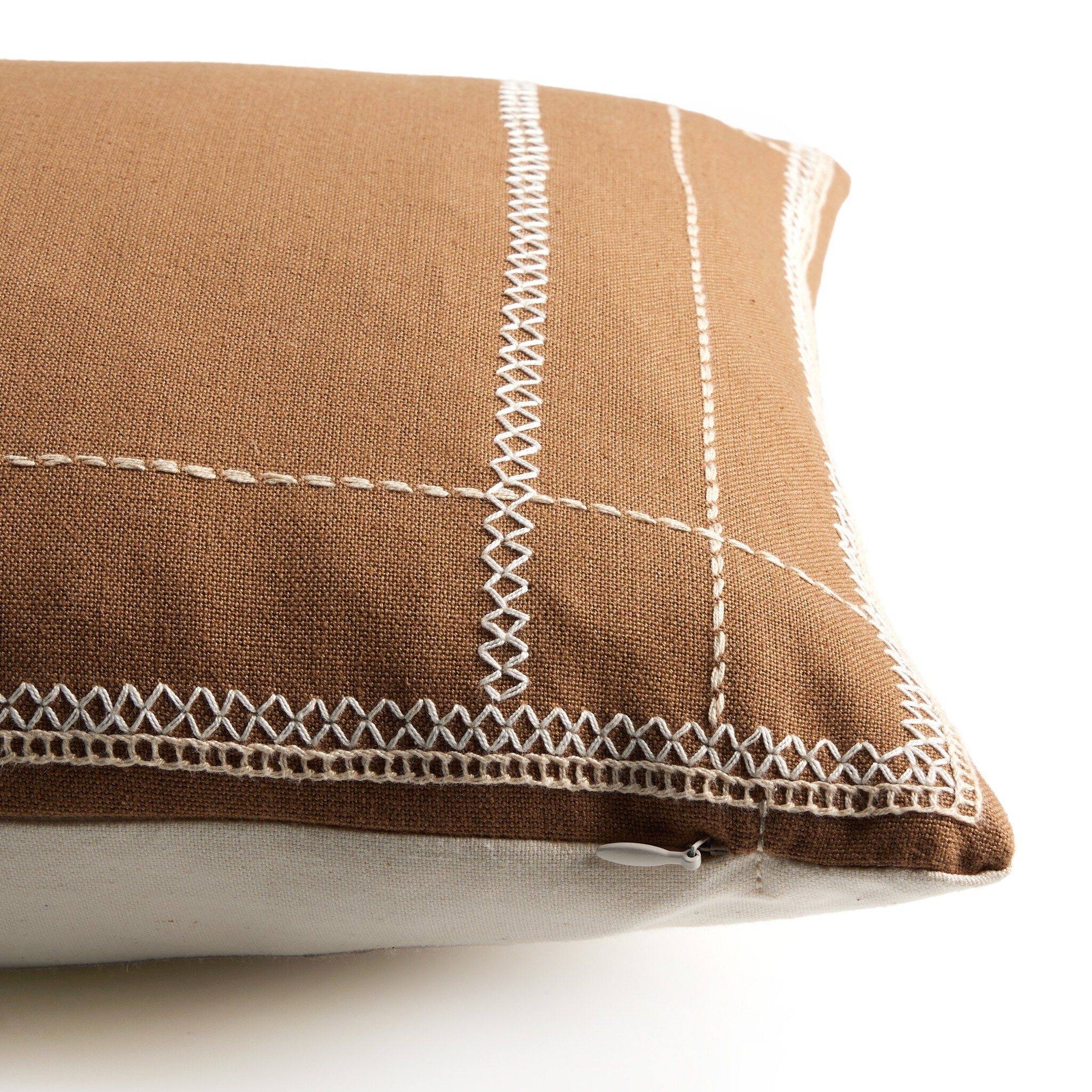 Handwoven Cadena Pillow - Taupe Cotton - Image 4