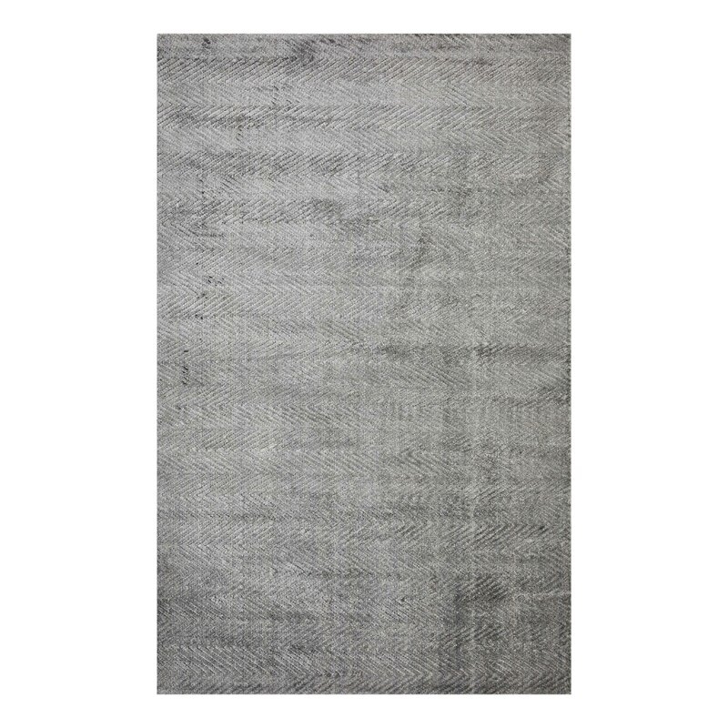 Solo Rugs Chevelle Solid Color Handmade Hand-Loomed Viscose Charcoal Area Rug - Image 0