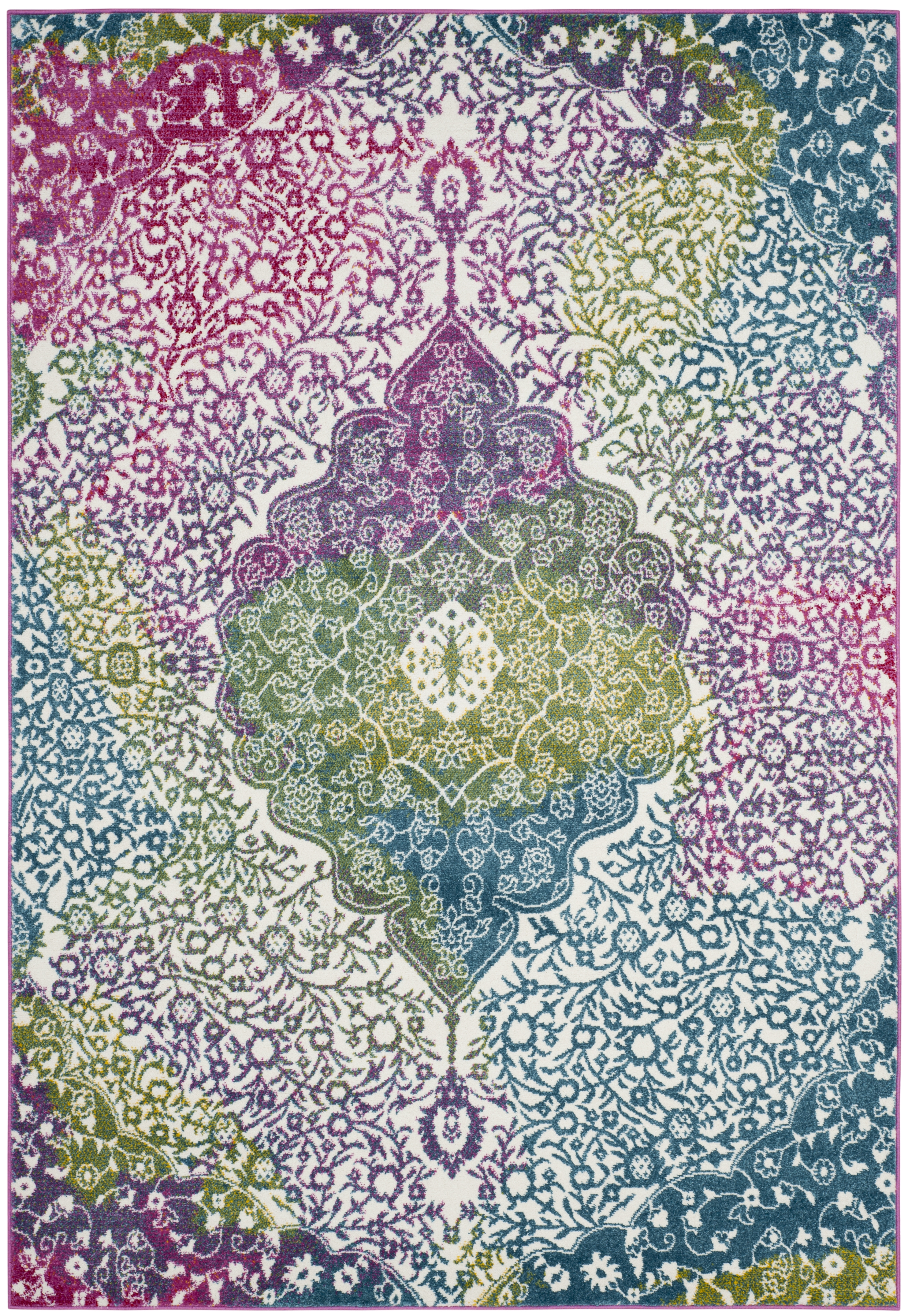 Arlo Home Woven Area Rug, WTC672F, Ivory/Fuchsia,  4' X 6' - Image 0