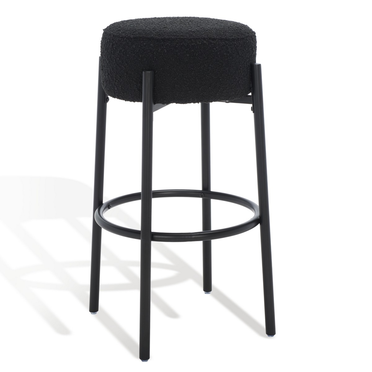 Paisleigh Boucle And Metal Leg Barstool - Black - Image 6