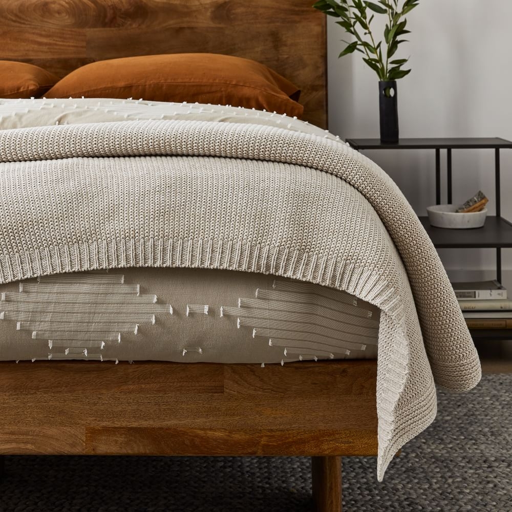 Cotton Knit Bed Blanket, Full/Queen, Natural - Image 0