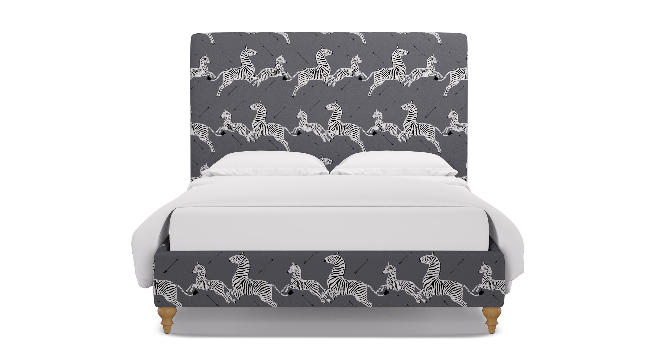 Classic Bed, Slate Zebra, Natural Traditional Turned Leg, Queen - Image 0