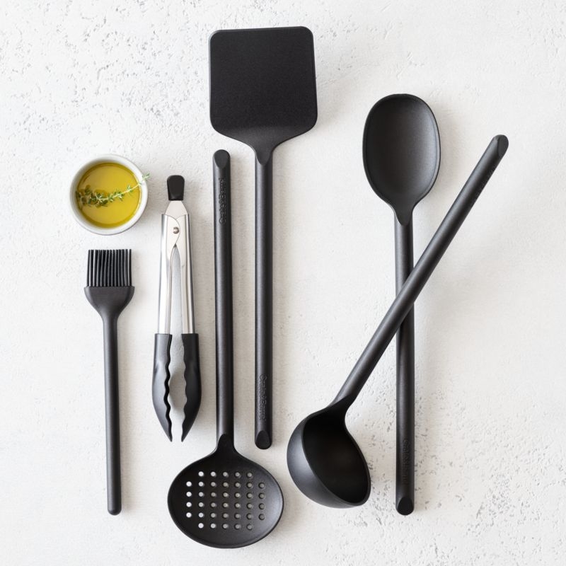 Crate & Barrel Black Nylon Slotted Turner Spatula - Image 1
