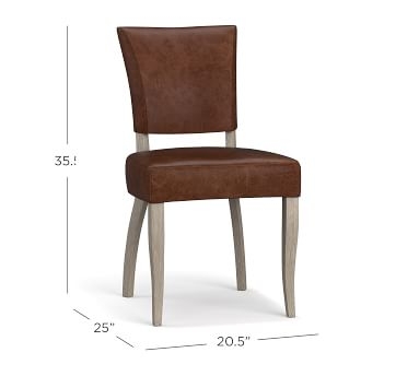 Berlin Leather Dining Side Chair, Gray Wash Leg, Burnished Saddle - Image 2