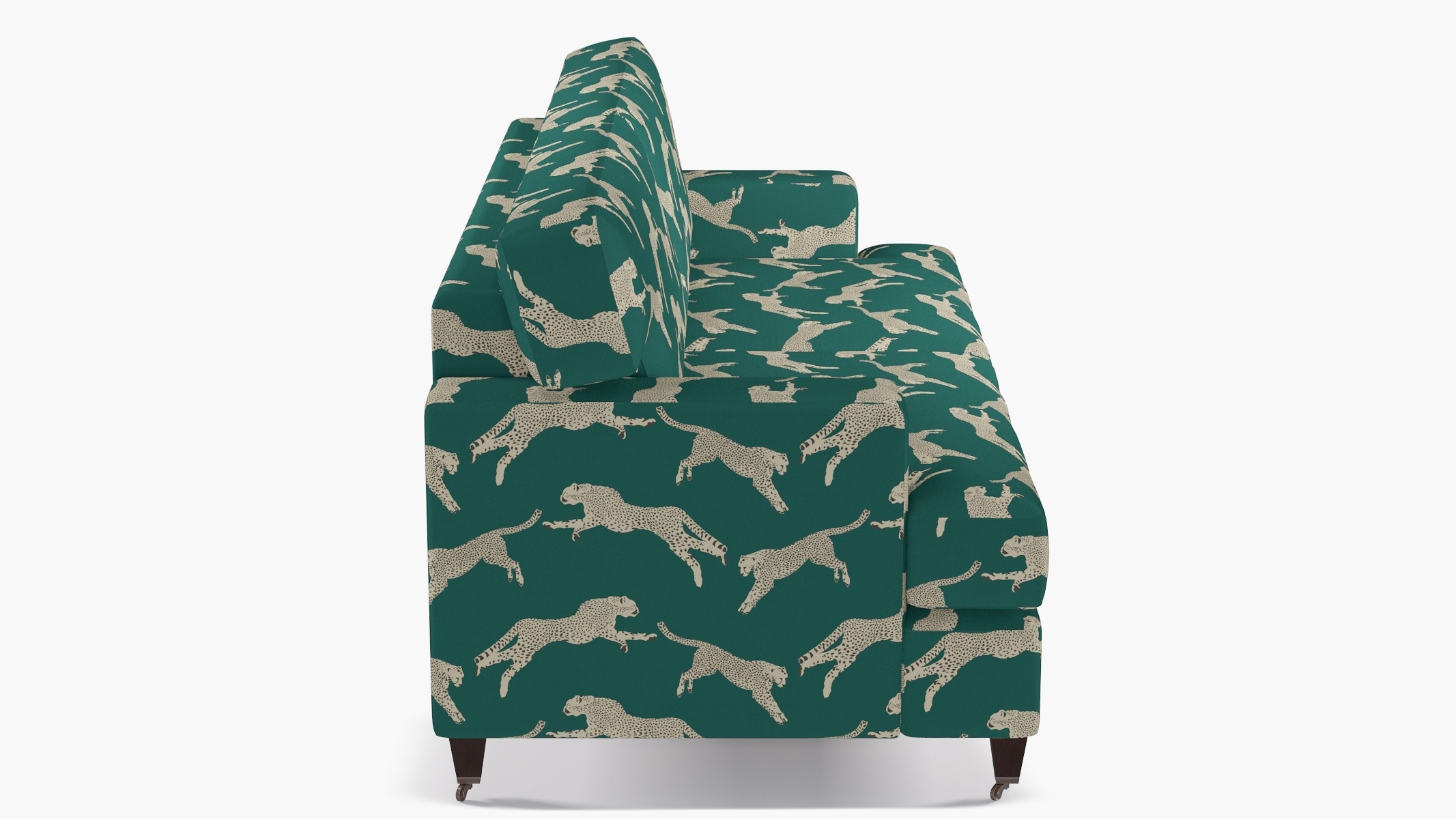 Classic Sofa, Polo Green Cheetah, Espresso with Antique Brass Caster - Image 2