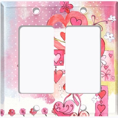 Metal Light Switch Plate Outlet Cover (Love Ornament Hearts - Double Rocker) - Image 0