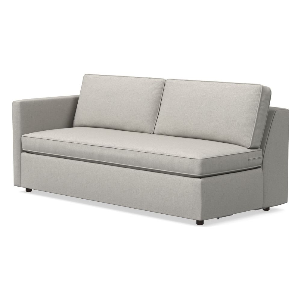 Harris Petite Left Arm 75" Sofa Bench, Poly, Performance Yarn Dyed Linen Weave, Frost Gray, Concealed Supports - Image 0