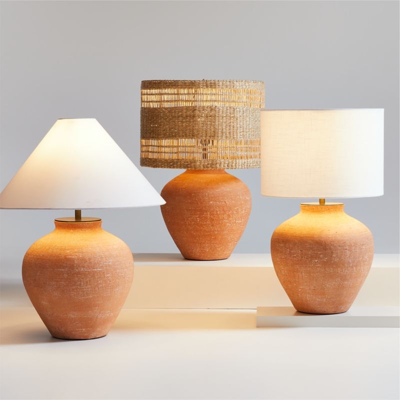Corfu Terracotta Table Lamp with Woven Shade 26.6" - Image 2
