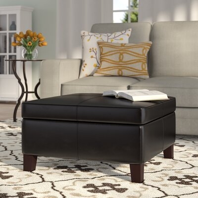 Gallup 28" Wide Faux Leather Square Cocktail Ottoman with Storage - Image 1