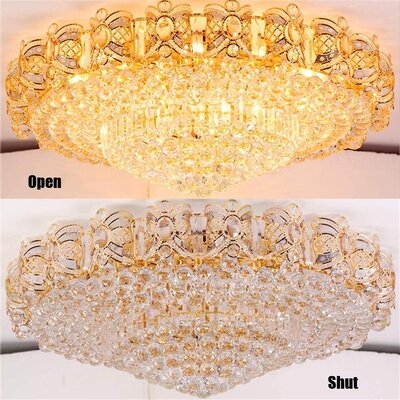 Modern Luxury Round LED K9 Crystal Ceiling Lamp (Golden) - Image 0