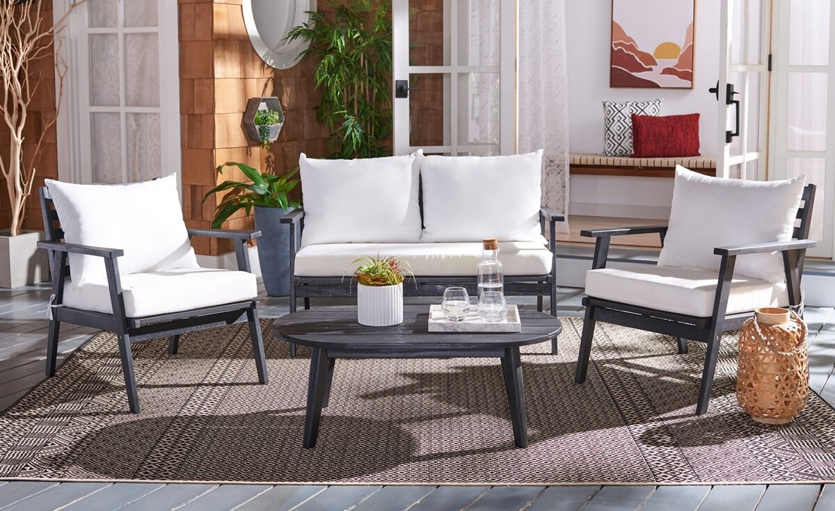 Deacon 4 Pc Living Set - Black / Beige - Safavieh - Image 1