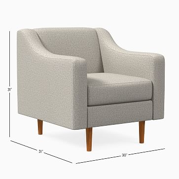 Olive Channel Back Swoop Arm Chair, Poly, Performance Velvet, Petrol, Pecan - Image 4