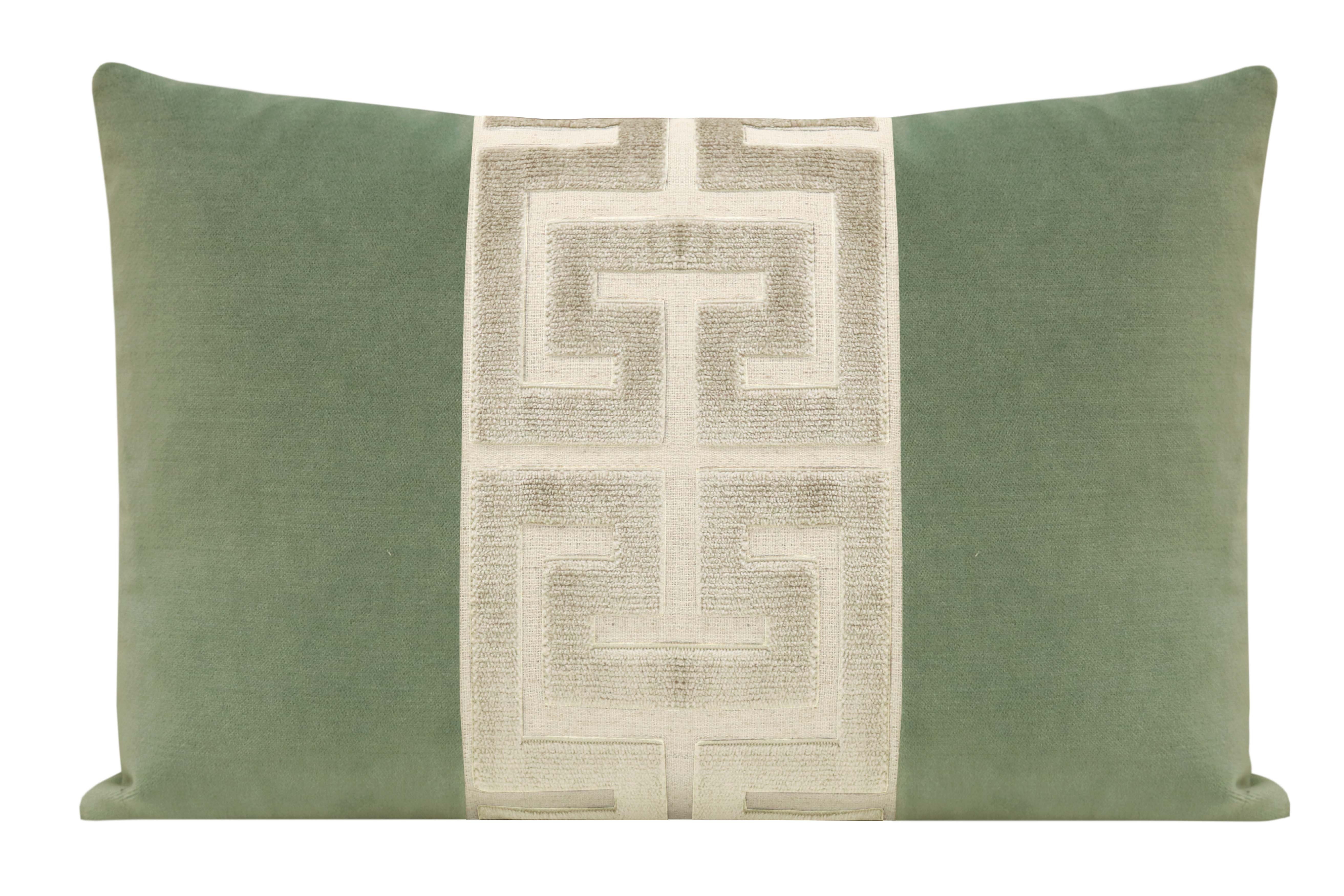 THE LITTLE LUMBAR :: SOCIETY VELVET // EUCALYPTUS + CASHMERE GREEK TRIM - SAMPLE 4" X 4" - Image 0