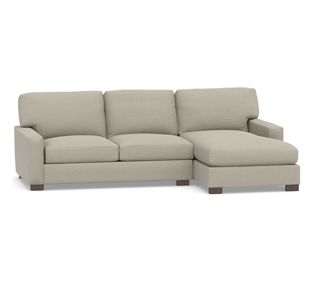 Turner Square Arm Upholstered Left Arm Sofa with Chaise Sectional, Down Blend Wrapped Cushions, Chenille Basketweave Pebble - Image 0