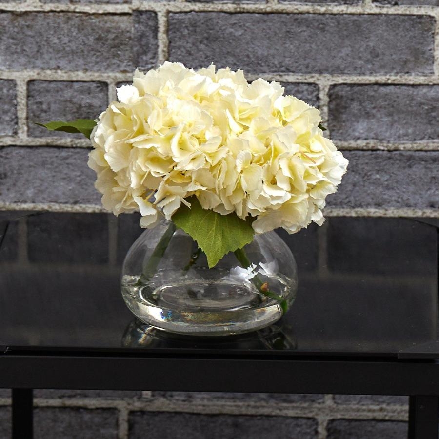 Blooming Hydrangea with Clear Vase, White - Image 2