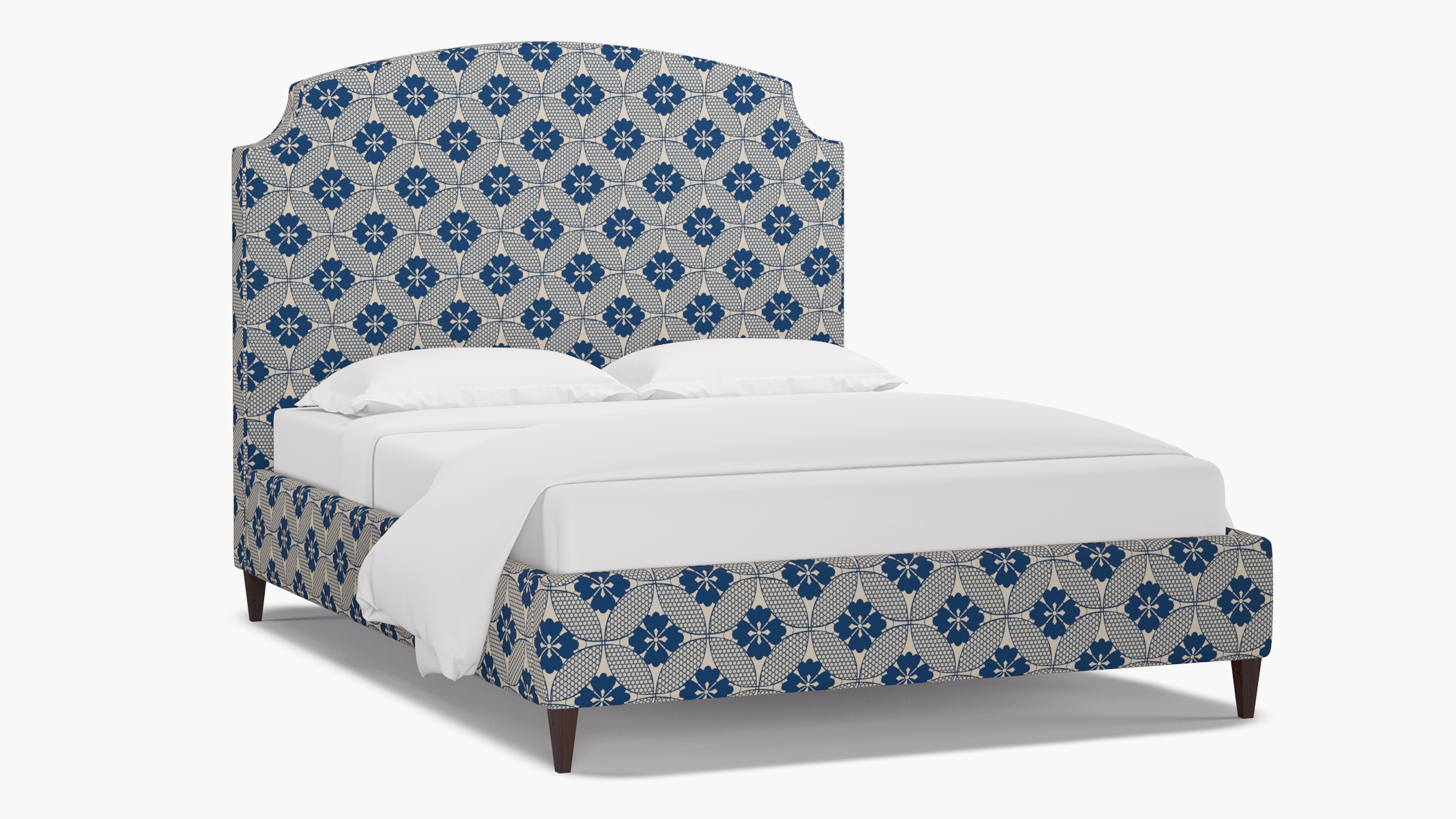 Cove Bed, Bright Navy Solaire, Espresso Square Tapered Leg, Twin - Image 1
