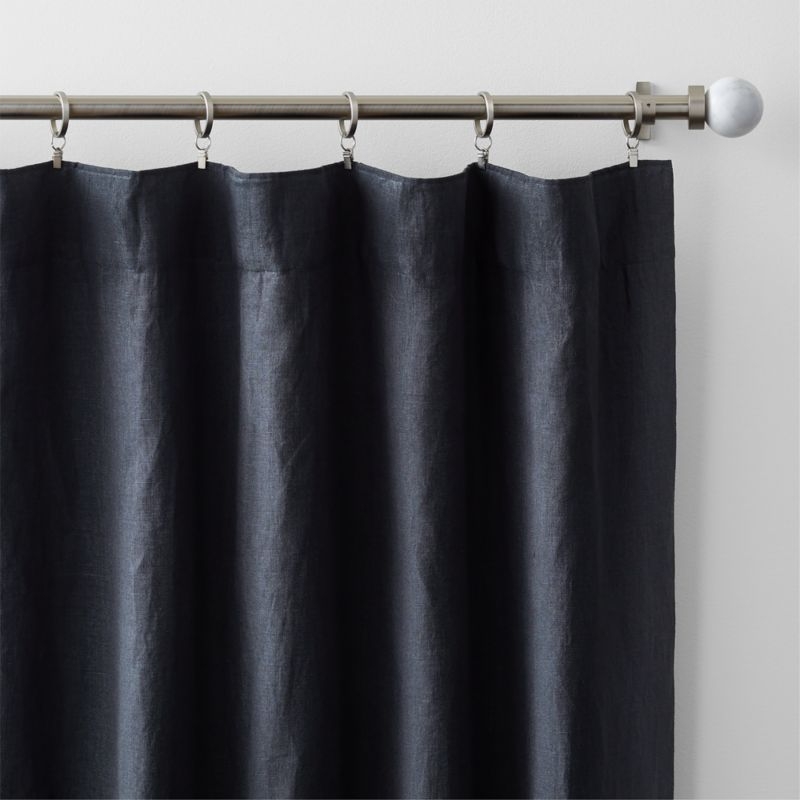 Storm Grey EUROPEAN FLAX ™-Certified Linen Blackout Window Curtain Panel 52"x84" - Image 1