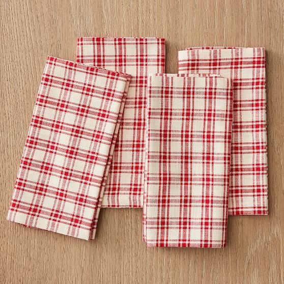 HTH Tartan Table Linens Napkin, Set of 4, Red, 18X18 - Image 0