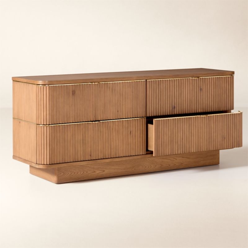 Davison 69" Fluted Oak 4-Drawer Dresser - Image 2