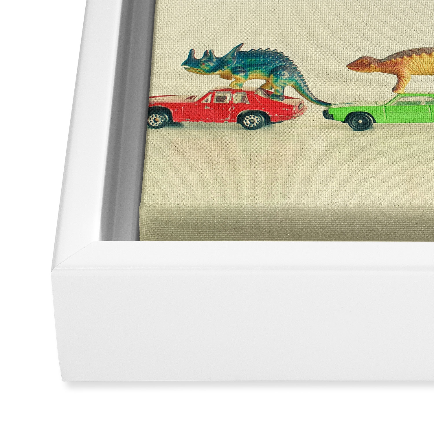 Dinosaurs Ride Cars by Cassia Beck - Art Canvas 24" x 30" - Image 1