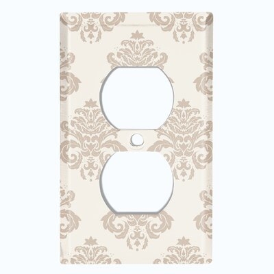 Metal Light Switch Plate Outlet Cover (Damask Tan 1 - Single Duplex) - Image 0