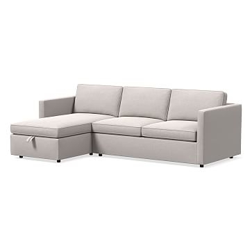 Harris Sectional Set 06: Right Arm 65" Sofa, Left Arm Storage Chaise, Poly, Marled Microfiber, Ash Gray, - Image 0