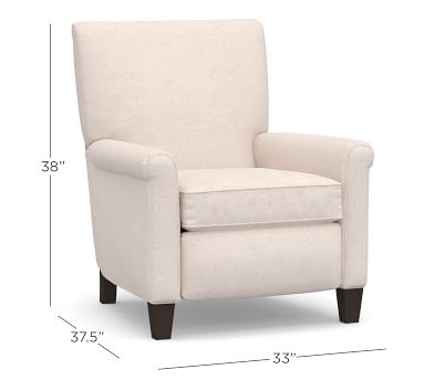 Irving Roll Arm Upholstered Recliner, Polyester Wrapped Cushions, Performance Heathered Basketweave Platinum - Image 3