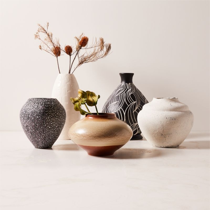 Osimo Round Warm Brown and White Ceramic Vase - Image 5