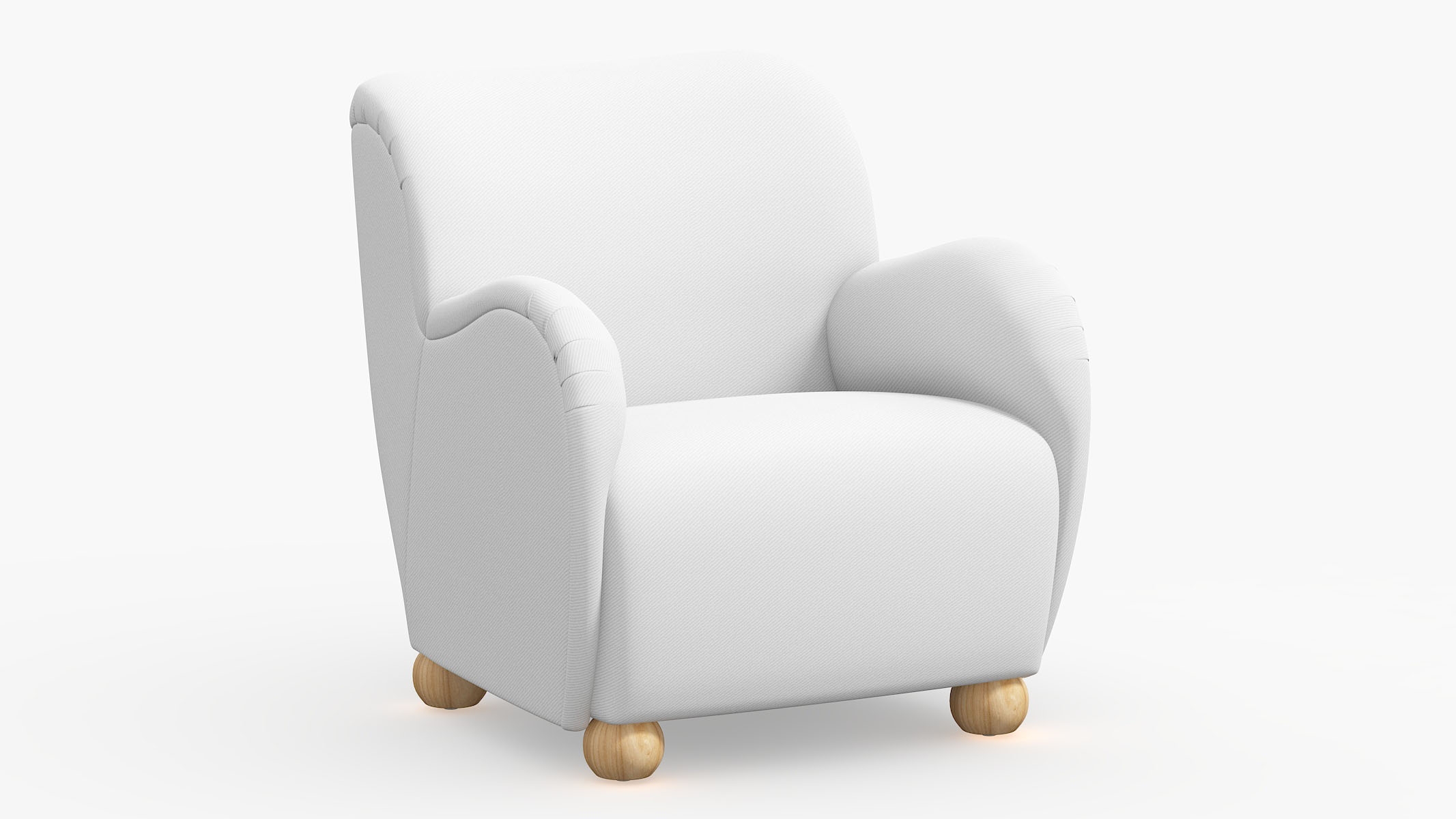 Bun Foot Accent Chair, White Twill - Image 0