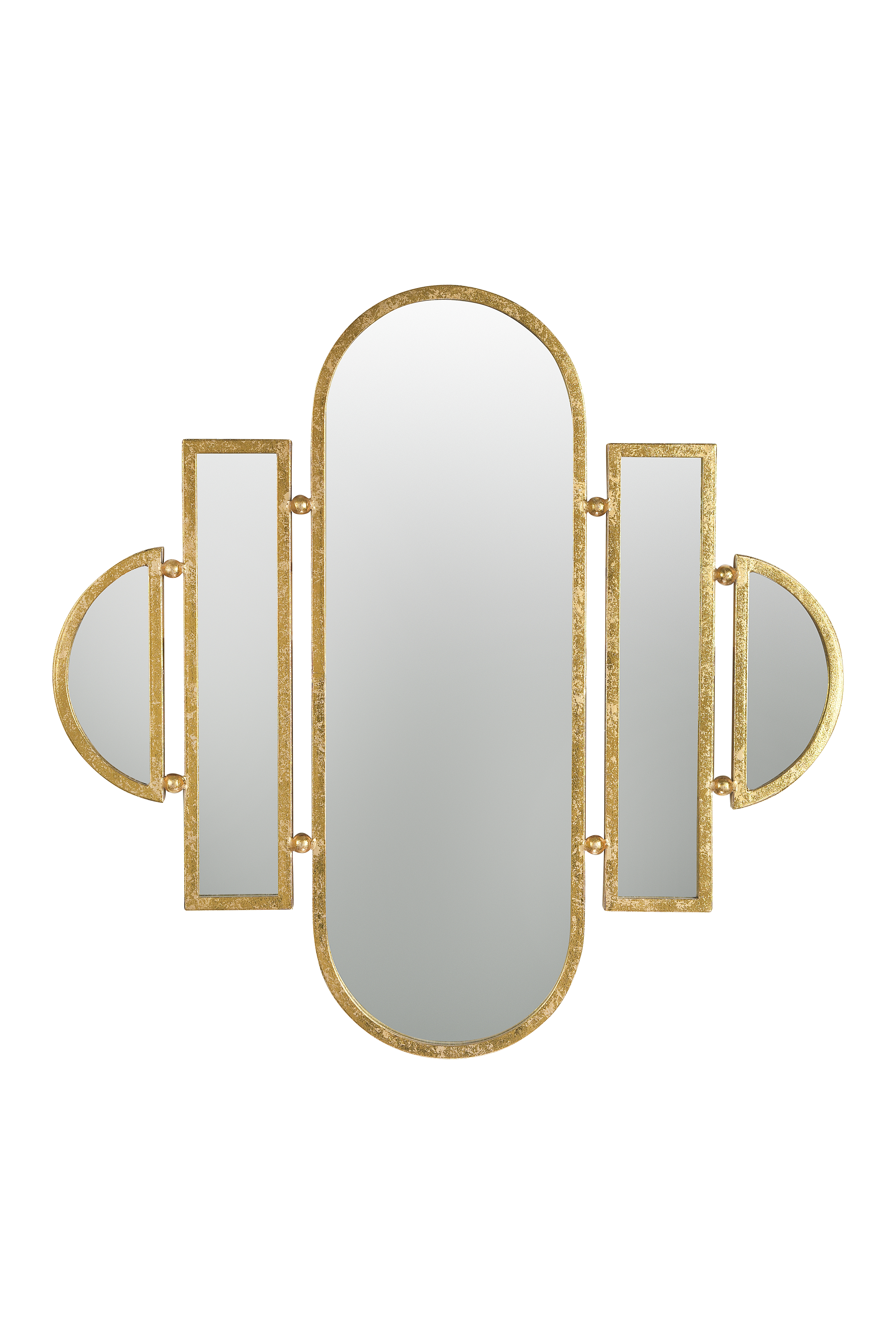 Art Deco 5-Part Wall Mirror, Gold - Image 0