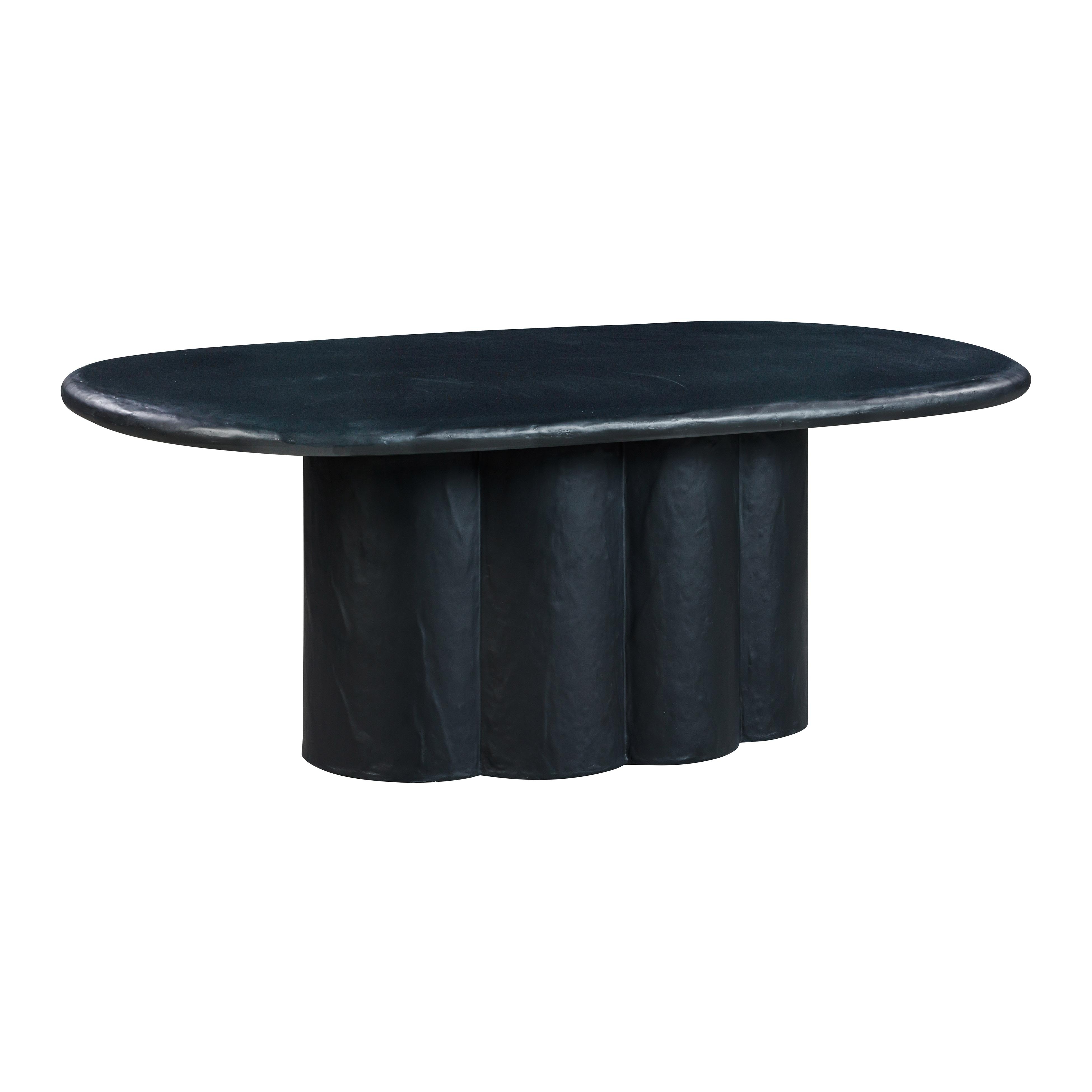 Elika Black Faux Plaster Oval Dining Table - Image 3