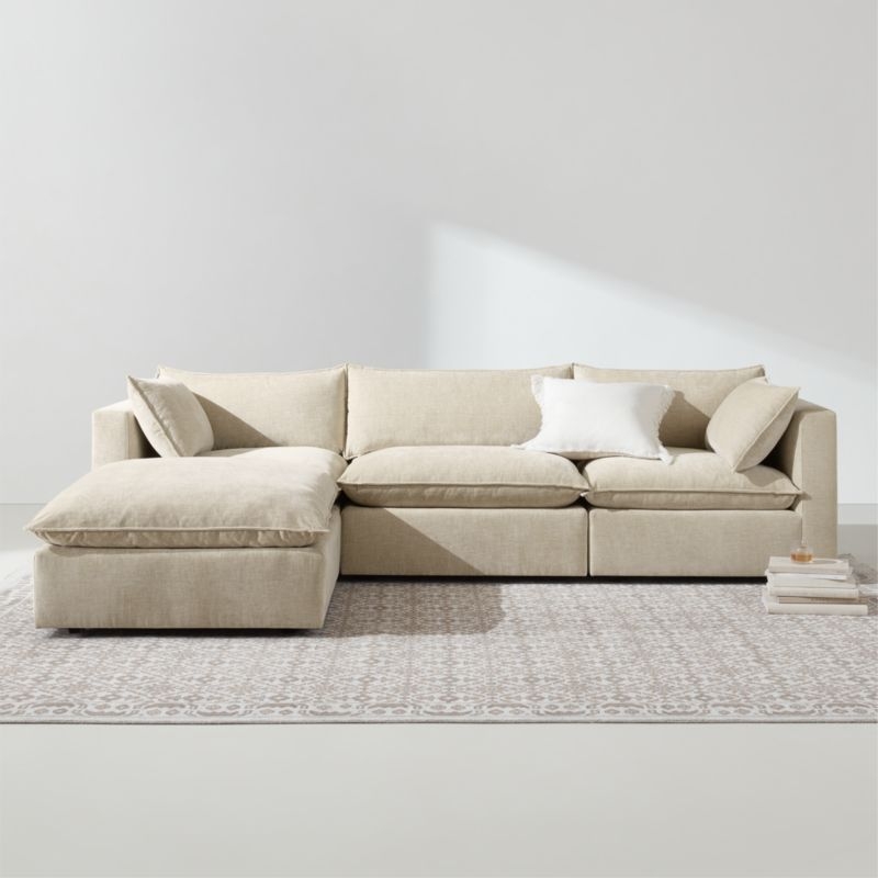 Lotus Deep Modular 4-Piece L-Shaped Sectional Sofa with Ottoman - Image 4