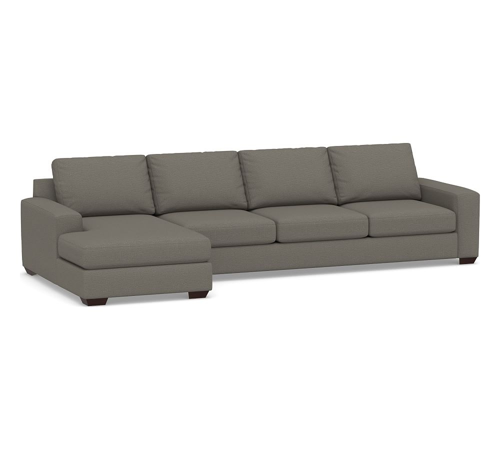 Big Sur Square Arm Upholstered Right Arm Grand Sofa with Chaise Sectional, Down Blend Wrapped Cushions, Chunky Basketweave Metal - Image 0