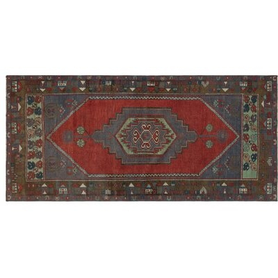 One-of-a-Kind Penington Hand-Knotted 1960s Turkish Brown/Red 3'5" x 7'3" Runner Area Rug - Image 0