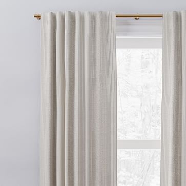 Belgian Linen Graduated Stripe Curtain, Natural Flax + Espresso, 48"x84" - Image 3