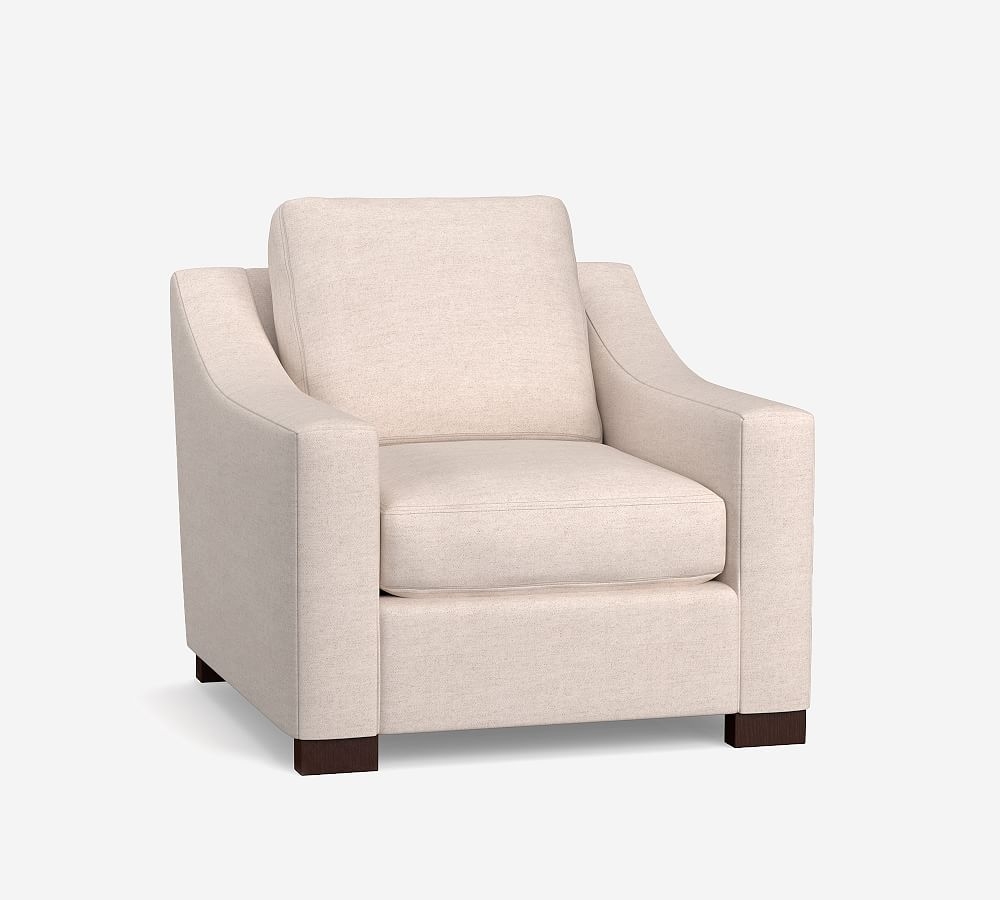 Turner Slope Arm Upholstered Small Armchair, Down Blend Wrapped Cushions, Park Weave Ash - Image 0
