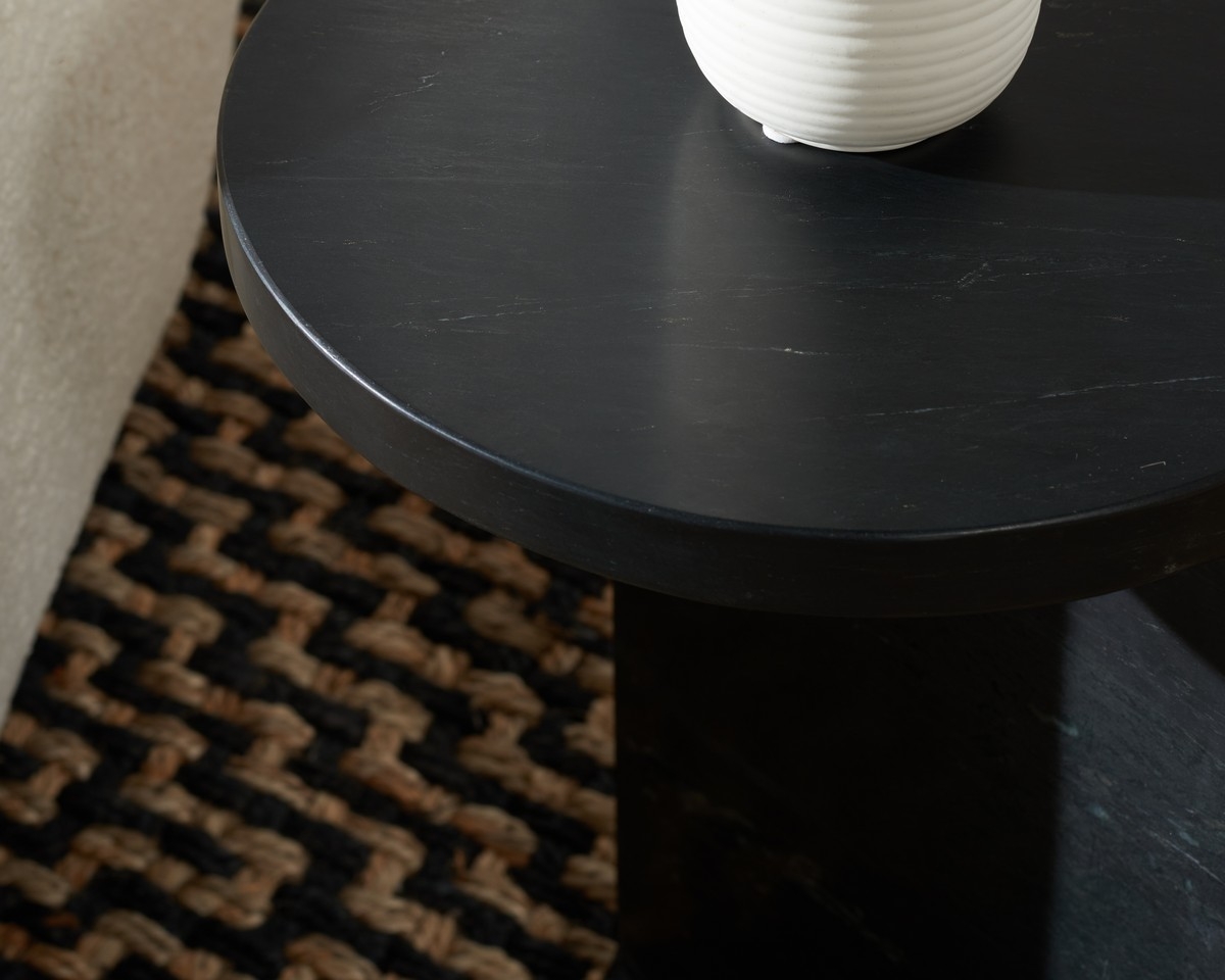 Melinda Marble "C" Accent Table - Black - Image 2
