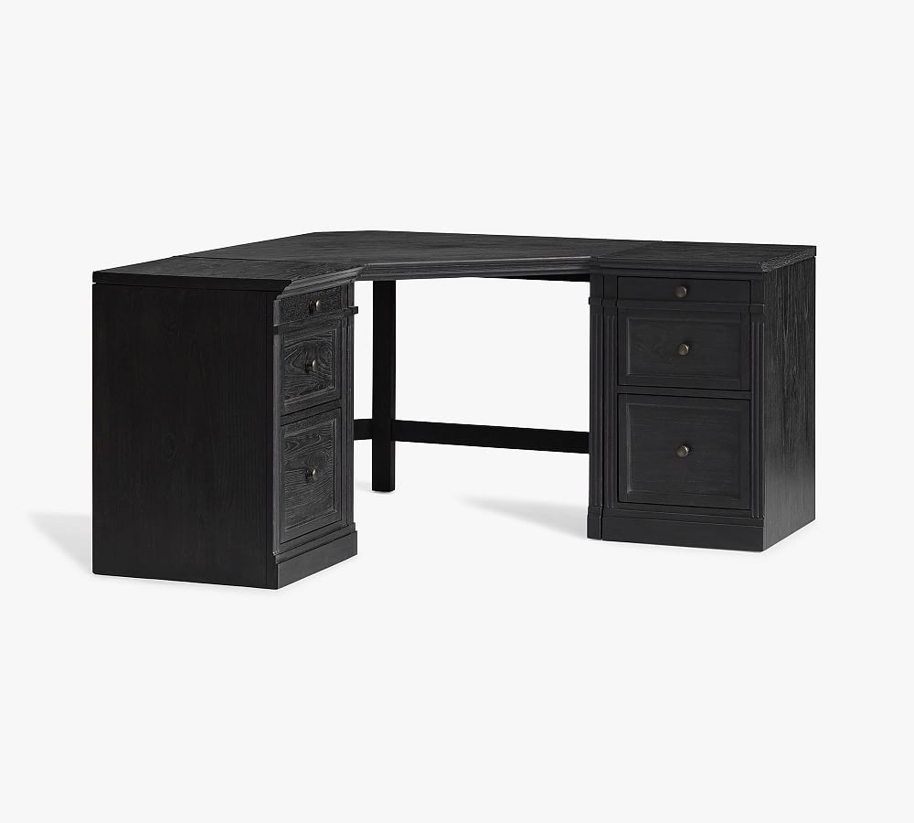 Livingston Corner Desk with Drawers, Dusty Charcoal, 57.5" Wide - Image 0