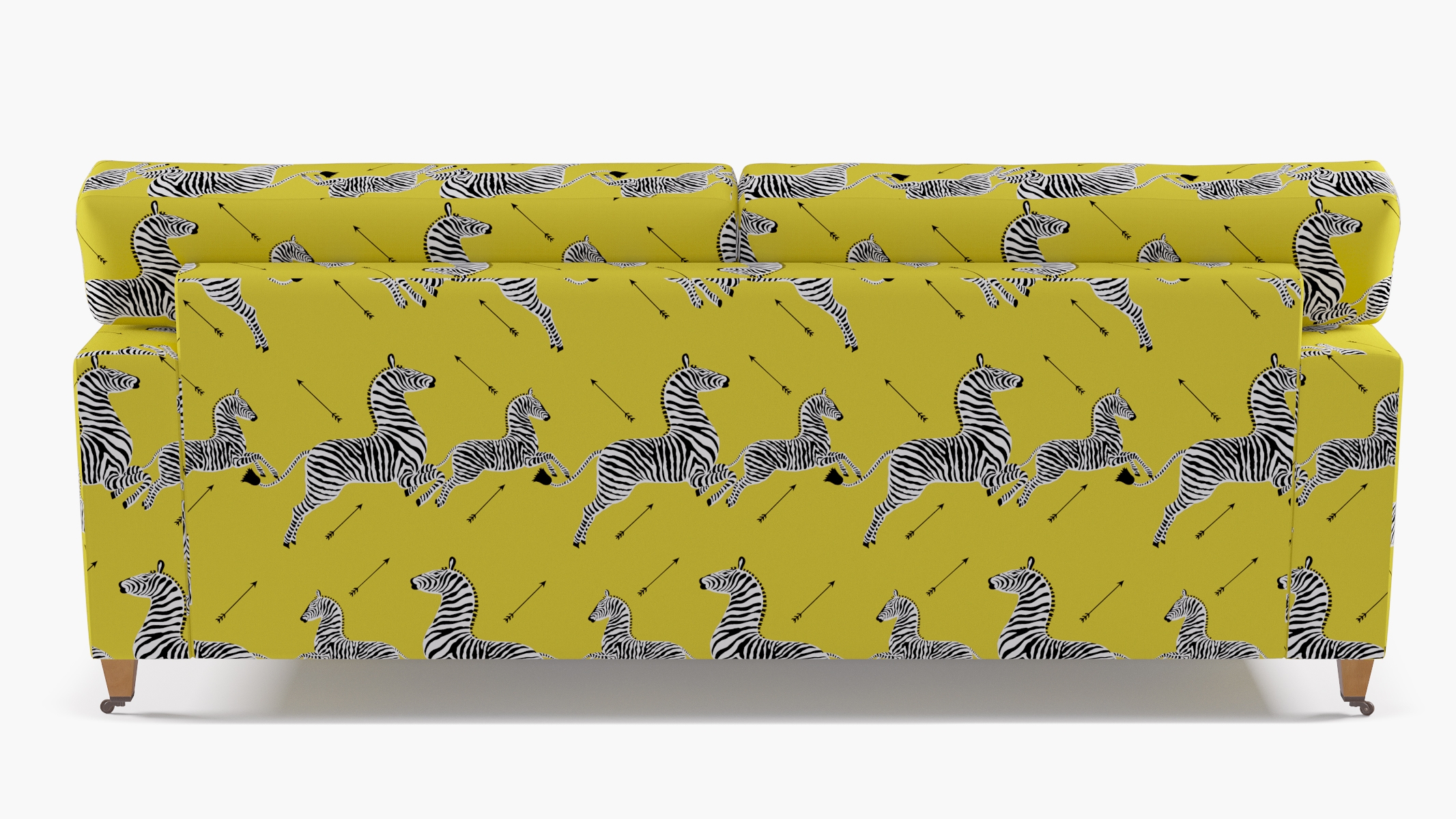 Classic Sofa, Yellow Zebra, Natural with Antique Brass Caster - Image 3