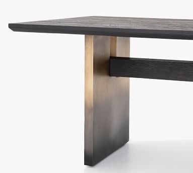 Anderson Dining Table, Ombre Antique Brass & Worn Black Oak - Image 2