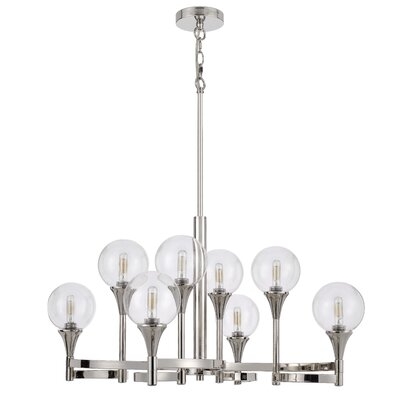 15W X 8 Annys Metal Chandelier And Clear Round Glass Shades - Image 0