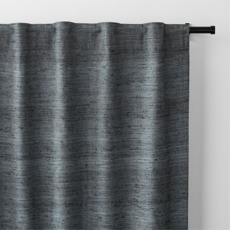 Trevino Storm Grey Cotton Silk Blend Window Curtain Panel 52"x84" - Image 2